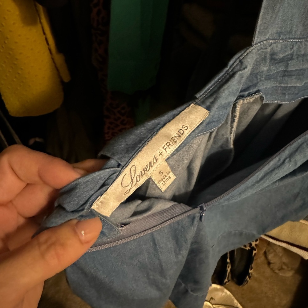 Never worn. Lovers and Friends Mini Fit and Flare Denim Dress in Small - Picture 4 of 7